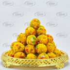 Golden Boondi Pearls Used to Make Traditional Laddu
