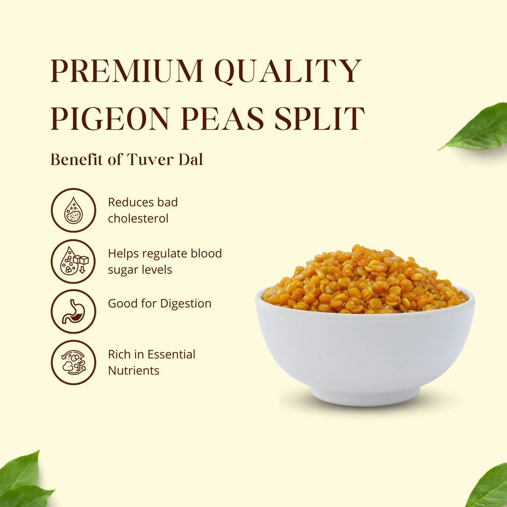 Tuver Dal | (Toor Dal) | Premium Quality Pigeon Peas Split - ingredients and usage details