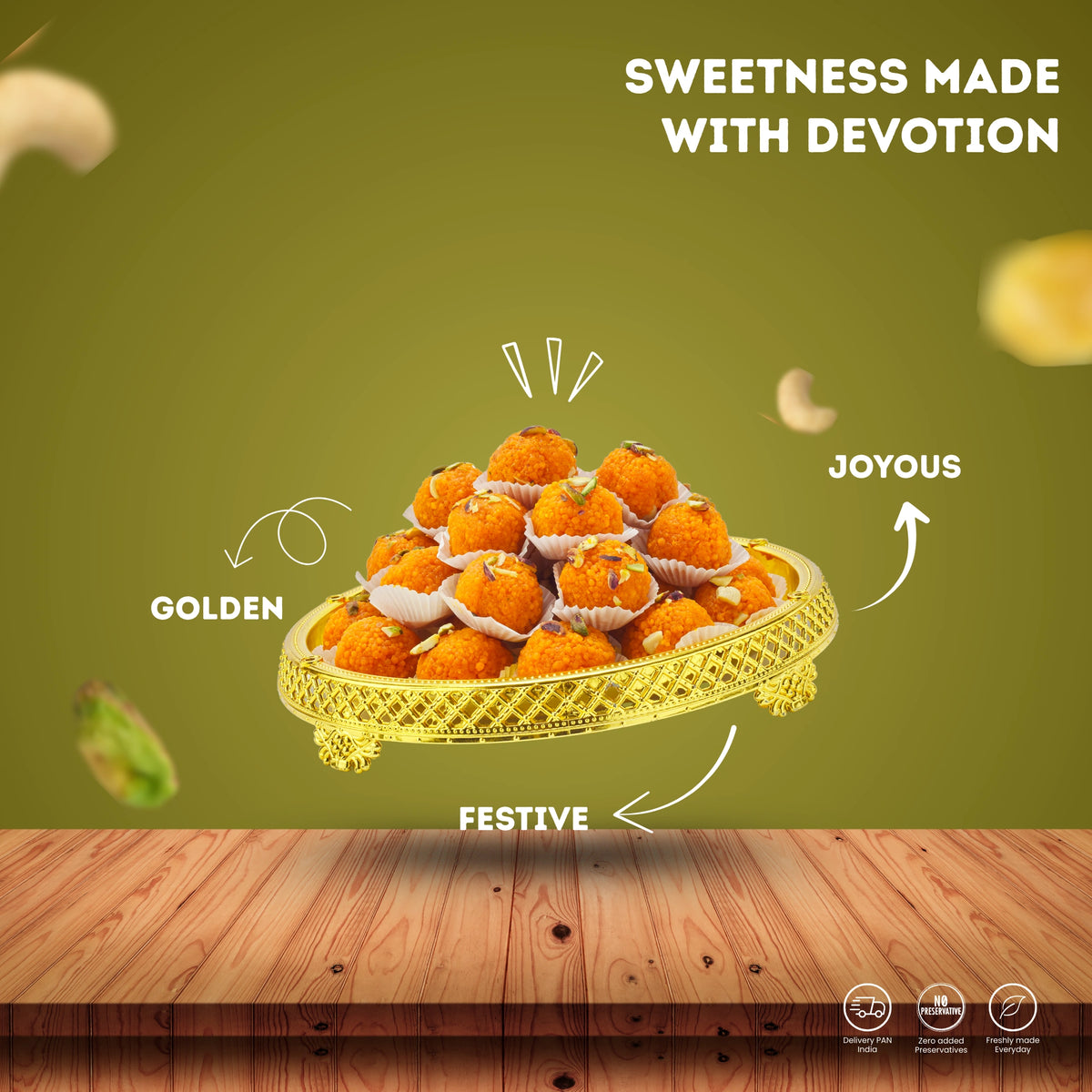 Motichur Laddu - Traditional Sweet - product close-up view