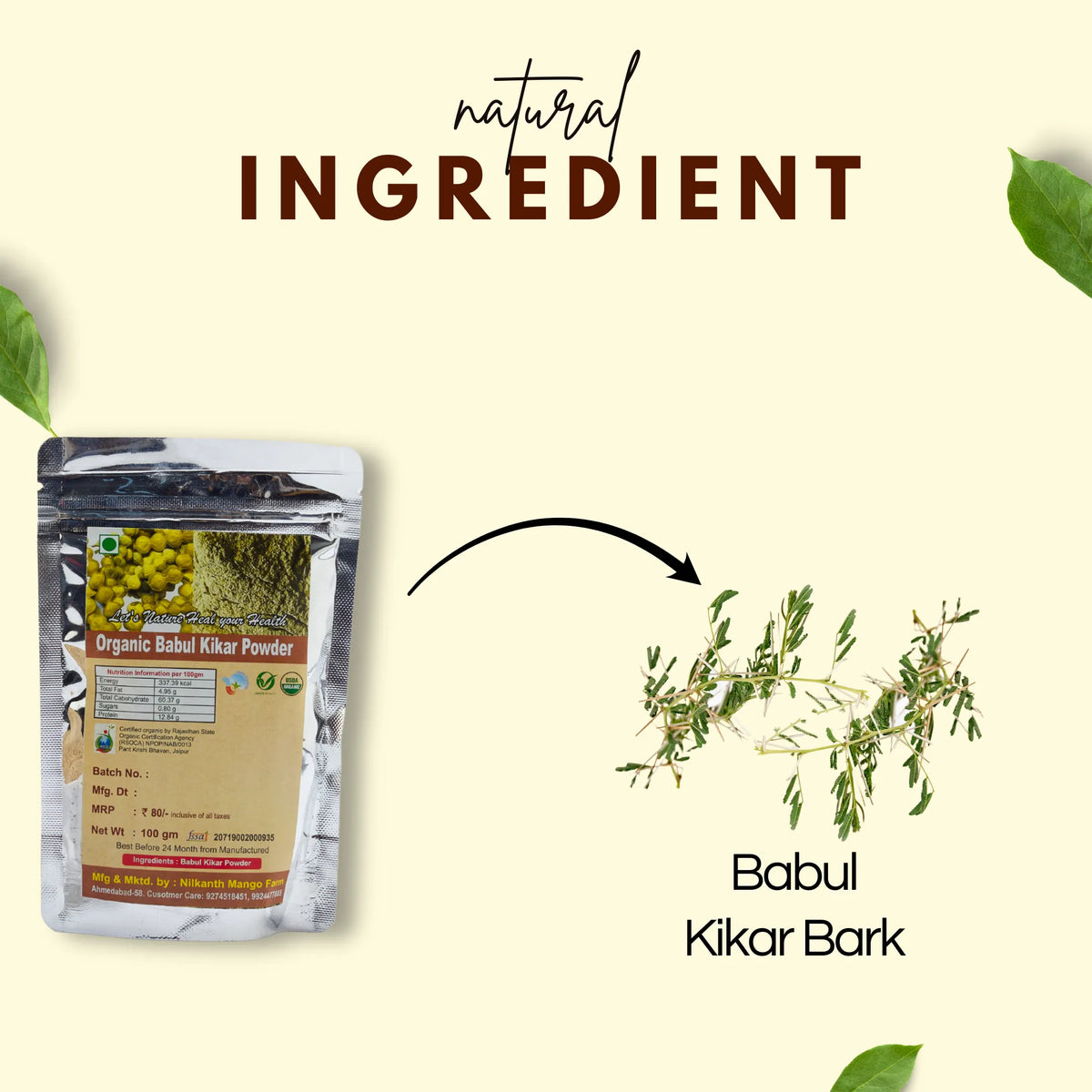 Ayurvedic Babul Bark Powder for Oral Care
