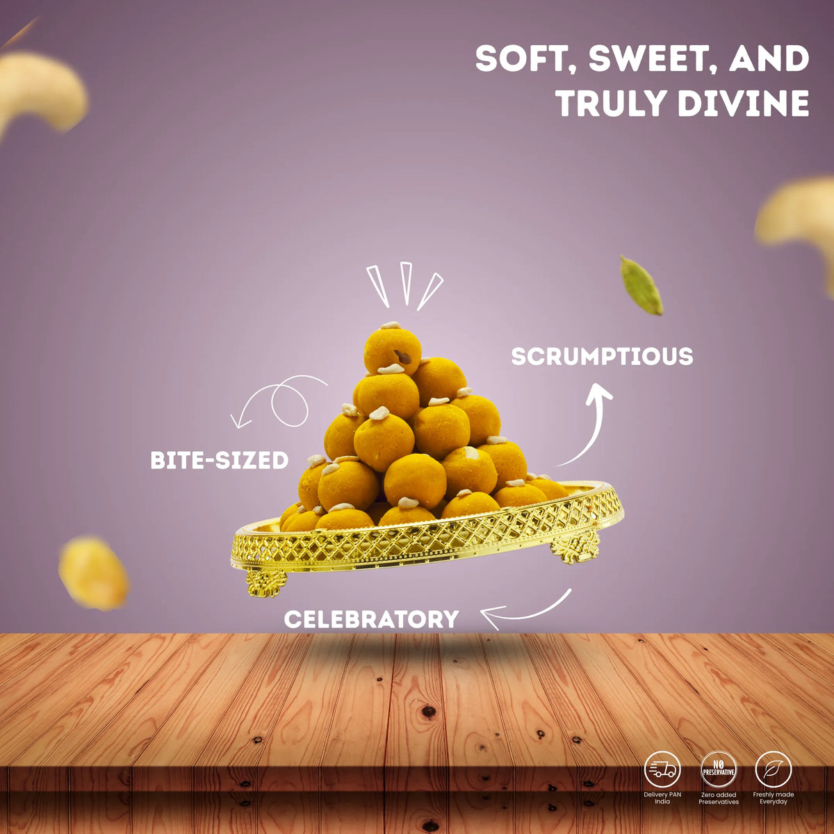 Fresh Besan Ladoo Made with Pure Ghee and Sugar