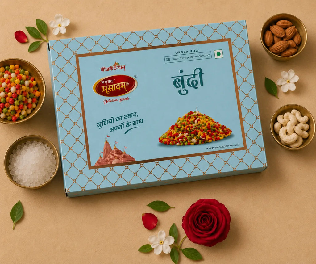 Bhagvat Prasadam Boondi sweet close-up