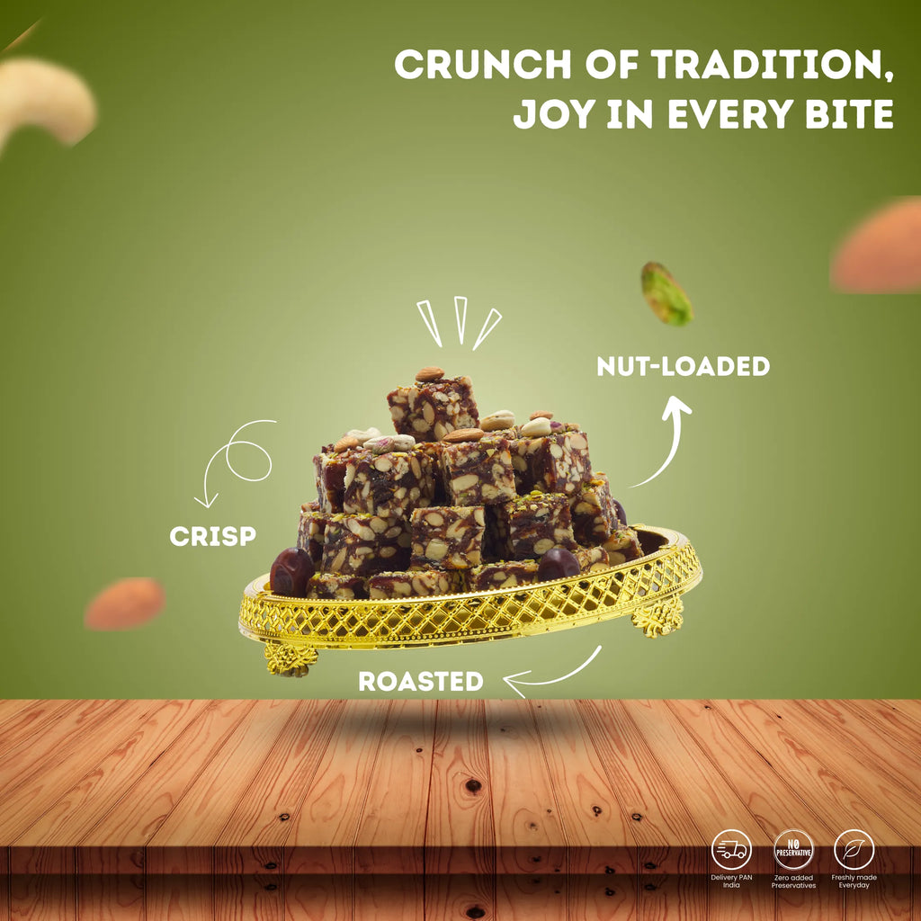 Fresh Dry Fruits Chikki Made with Jaggery and Pure Ghee
