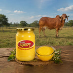 Gau Dham Traditional Desi Cow Ghee jar with desi cow and pure ghee