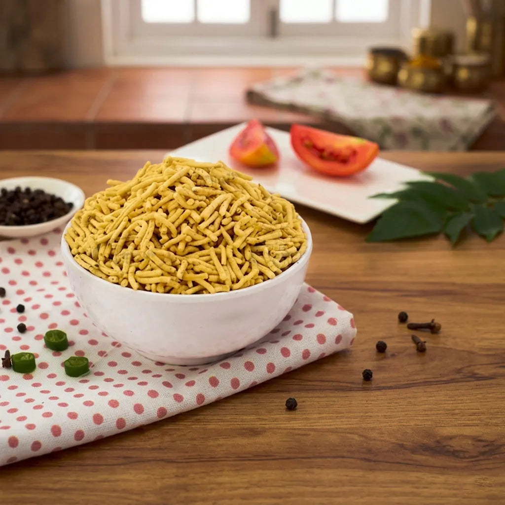 Bhagvat Prasadam Ratlami Sev, authentic spicy and crispy Indian namkeen snack

